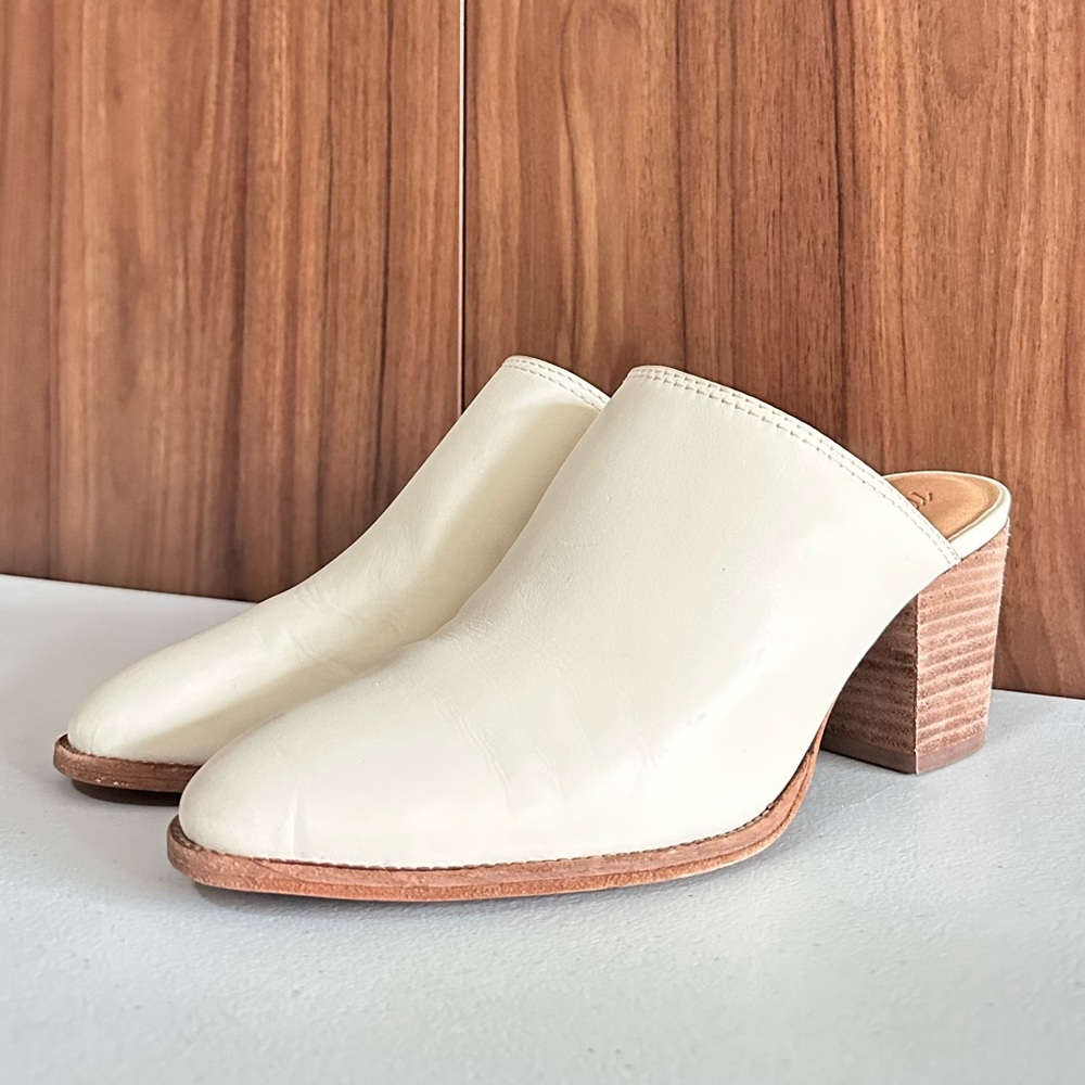 Madewell Cream Mules with Pointed Toe and Block Heel Sz. 9 - Picture 2 of 14